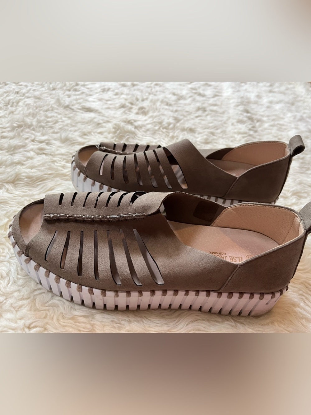 Ilse Jacobsen taupe cutout Slip-On Sandals size 37 US 6.5/7